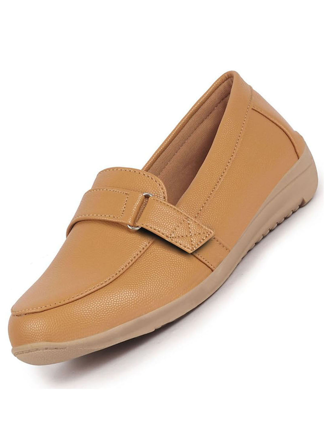 Buy Women's Beige Comfortable Formal Hook & Loop Slip On Shoes – FAUSTO.in