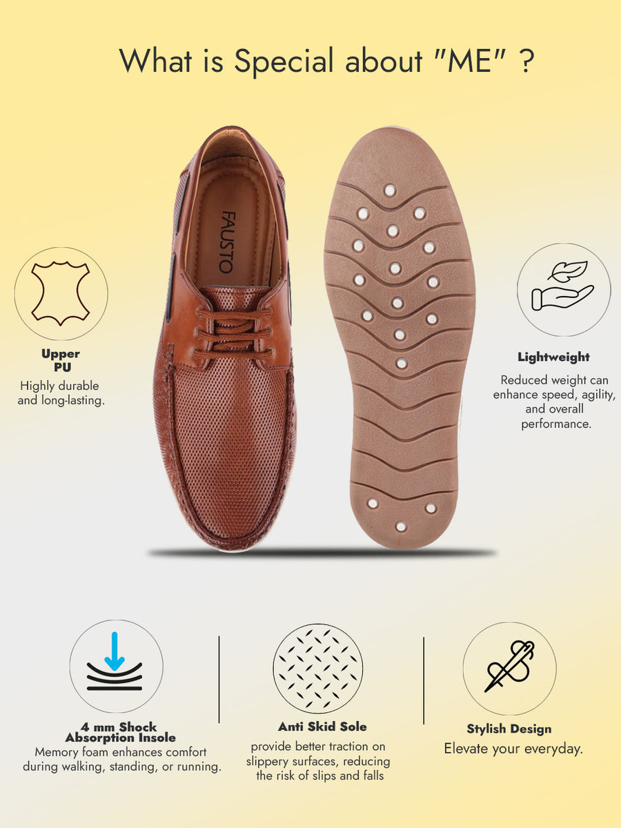 Men Brown Casual Lace-Up Boat Shoes