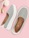 Women Grey Outdoor Fashion Comfort Height Enhance Platform Heel Ballerina Slip On Shoes