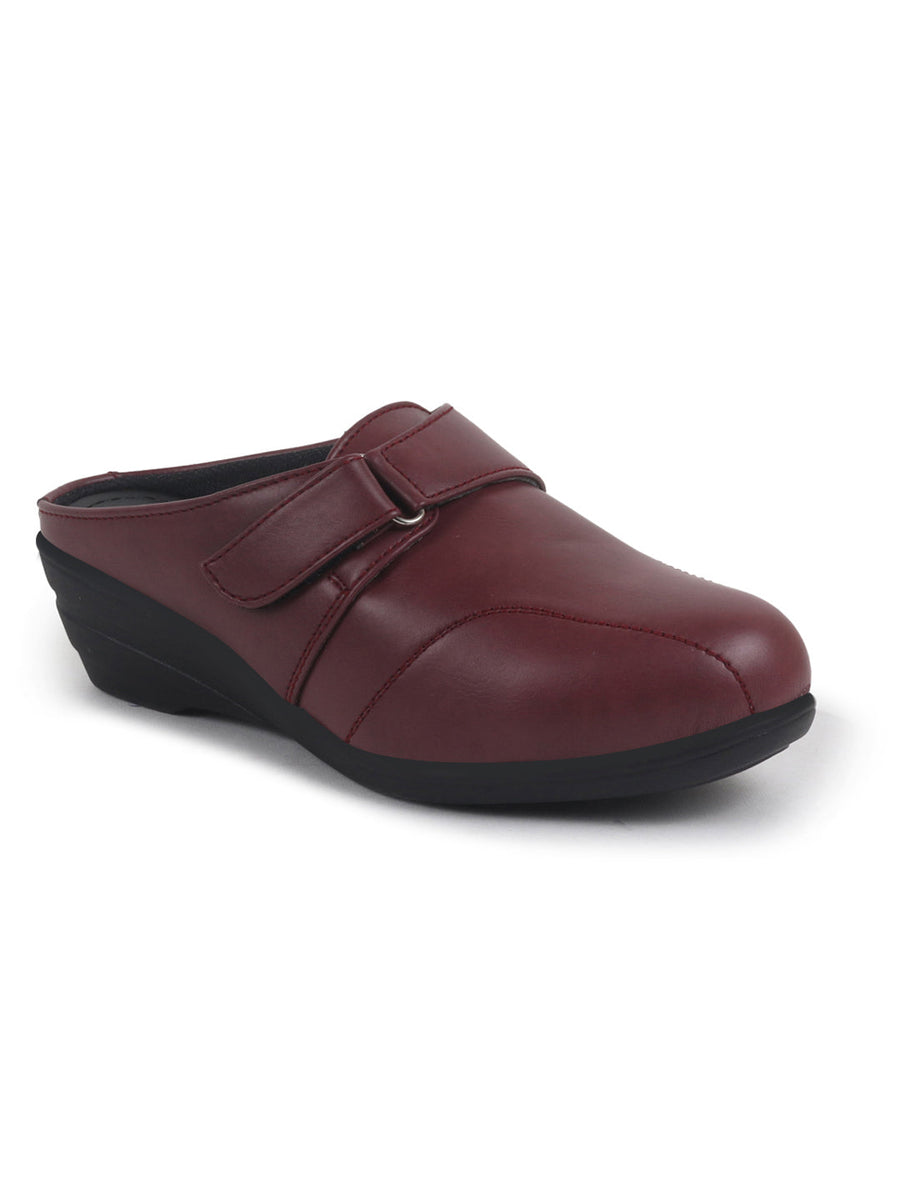 Buy Women Maroon Back Open Formal Flatform Heel Wedges Online