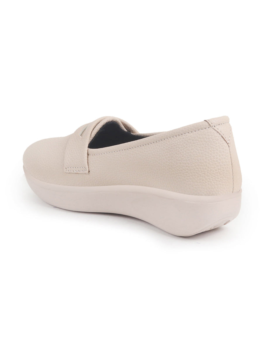 Buy Women Cream Textured Slip On Casual Shoes Online