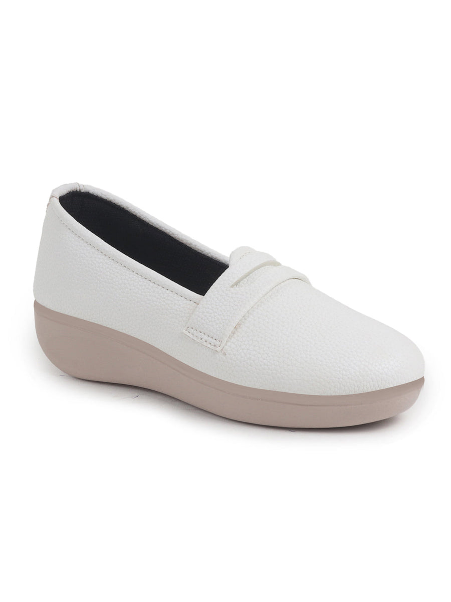 Buy Women White Textured Slip On Casual Shoes Online I18n Error