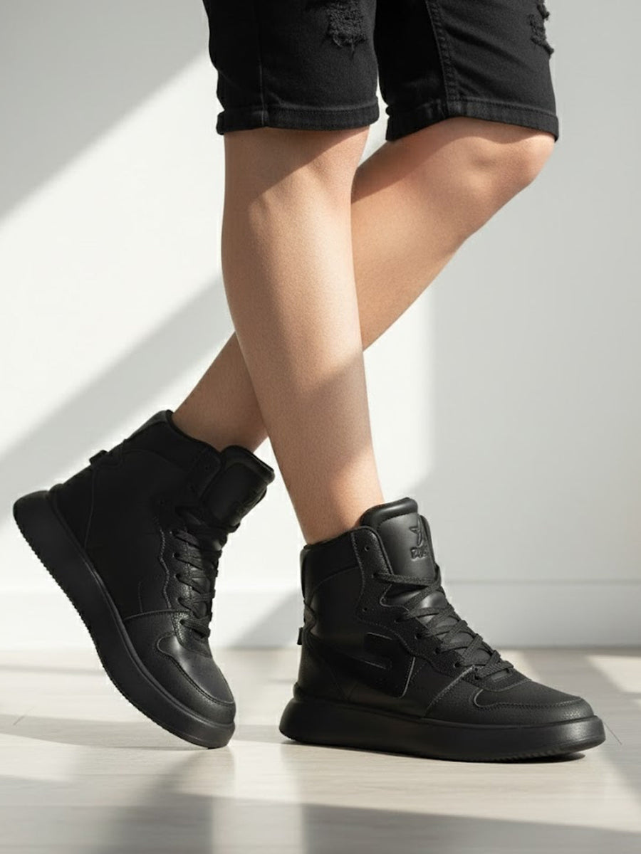mens all black high top sneakers