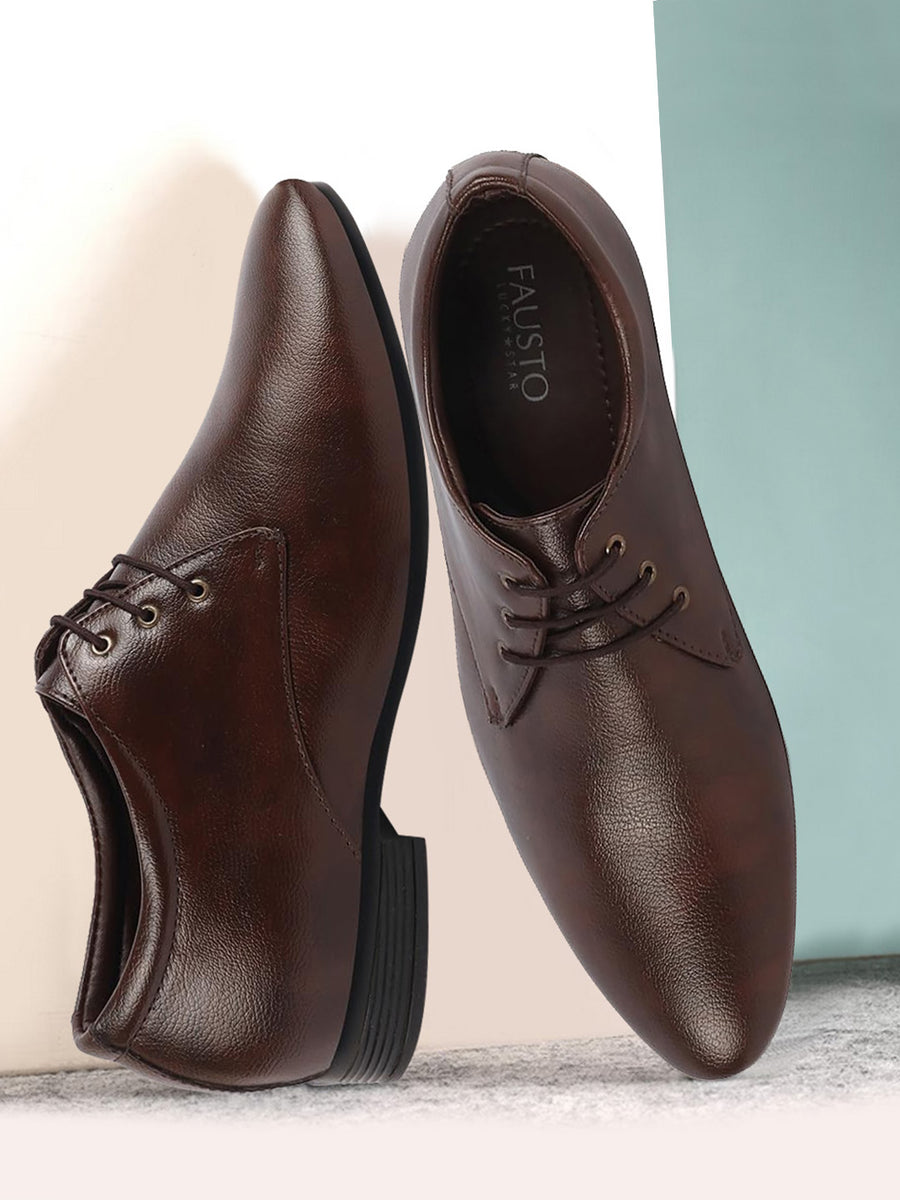 Shop Brown Formal Office Lace Up Shoes For Men Fausto