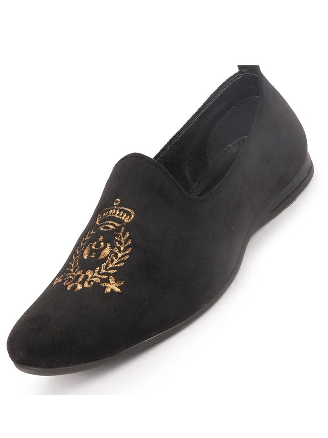 Shop Men Black Velvet Embroidery Design Party Casual Loafer Shoes Online –  FAUSTO.in