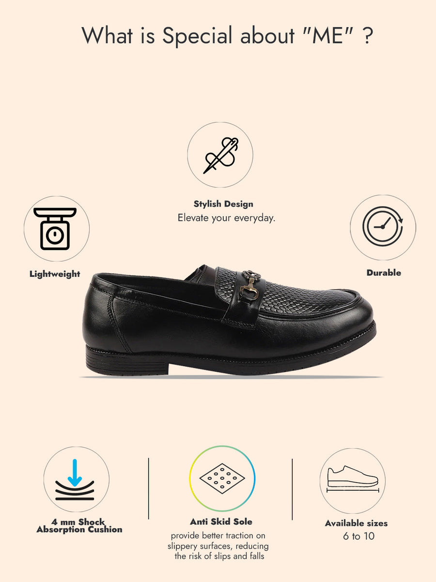 Men Black Wedding Party Embossed Design Genuine Leather Buckle Slip On  Loafer Shoes