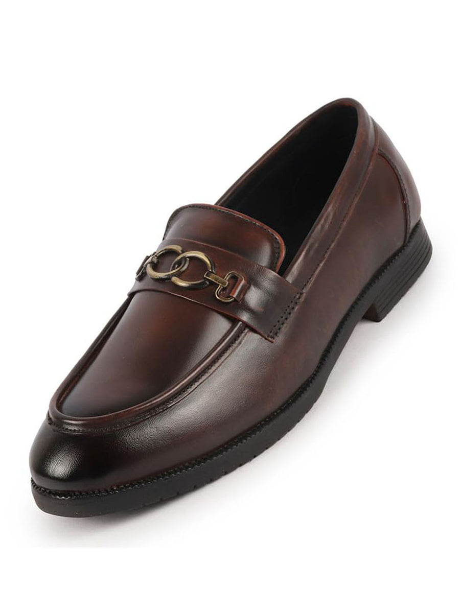 Shop Men's Brown Leather Buckle Slip On Loafer Shoes Online Shop Men's Brown Leather Buckle Slip On Loafer Shoes Online