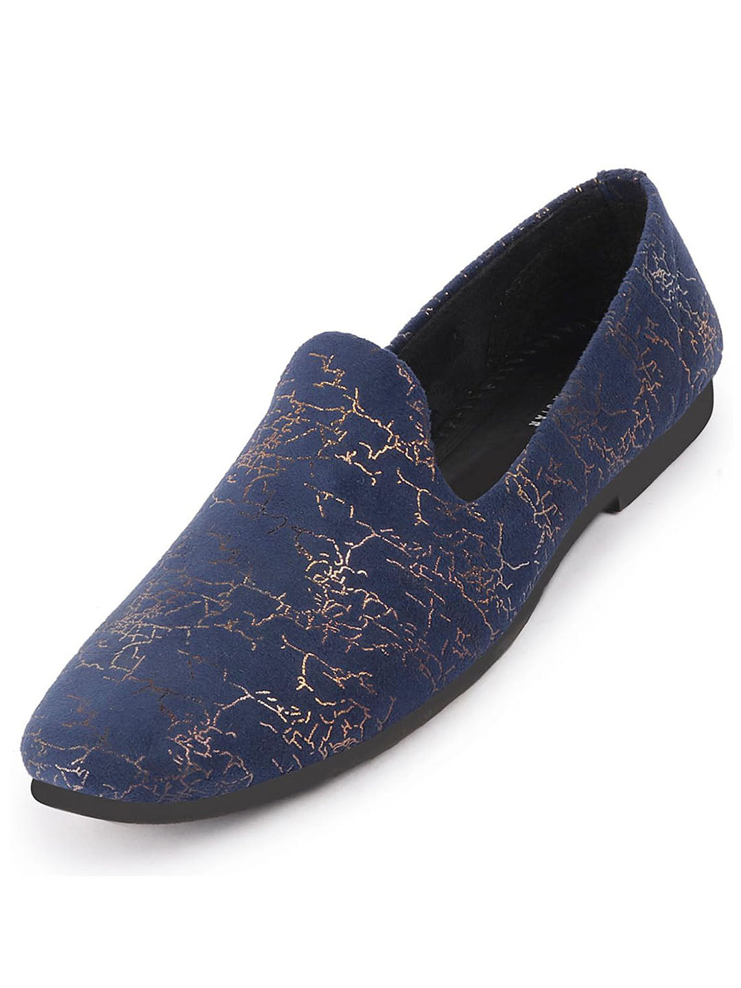 Shop Men's Navy Blue Valvet Ethnic Loafer Shoes Online – FAUSTO.in