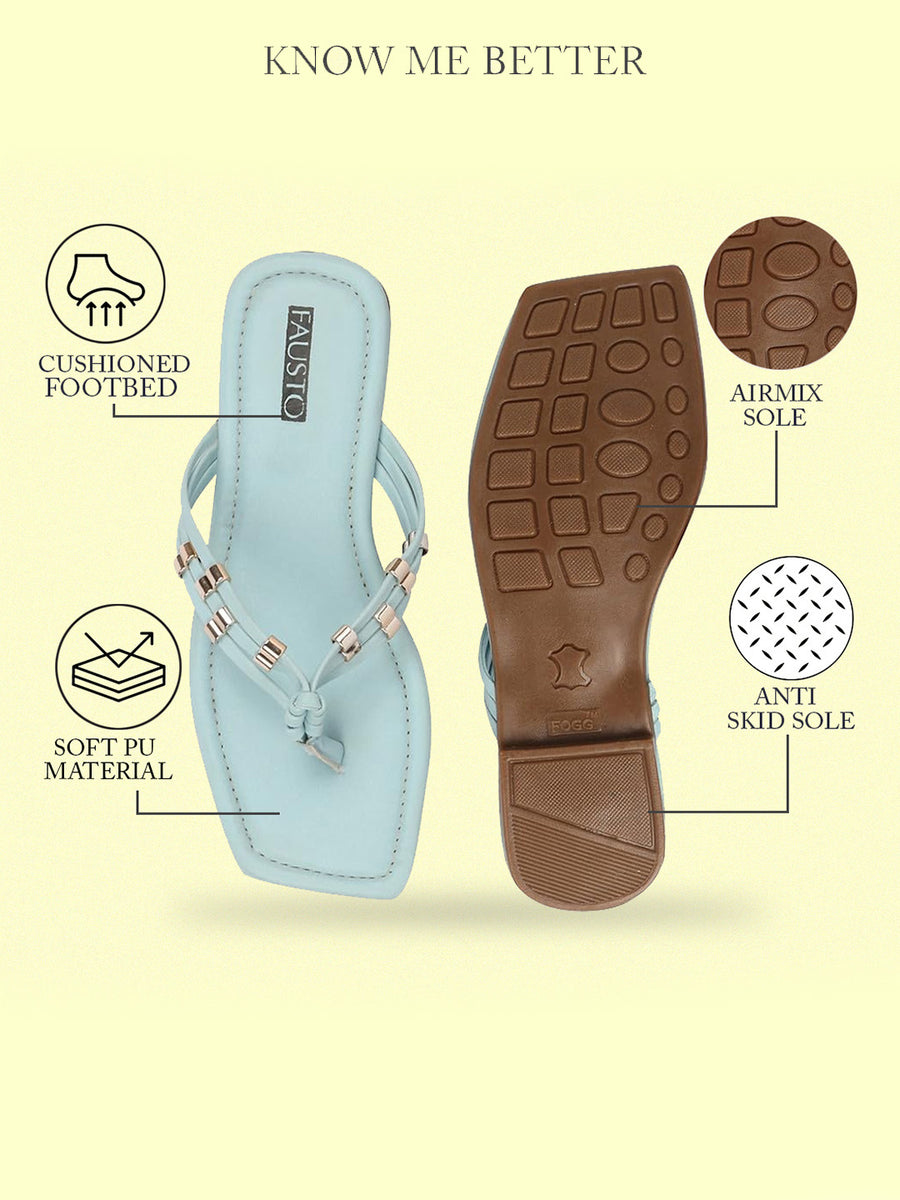 Buy Women Sky Blue Party Wedding Flats Slippers Online