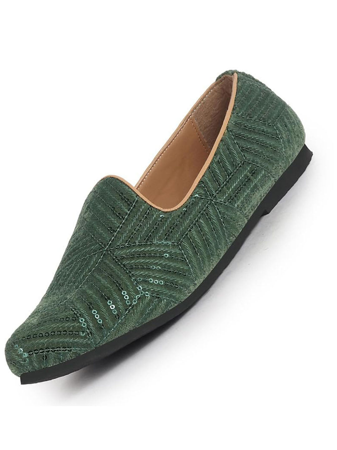 Buy Men Green Sequin Ethnic Slip On Juttis & Mojaris Online – FAUSTO.in