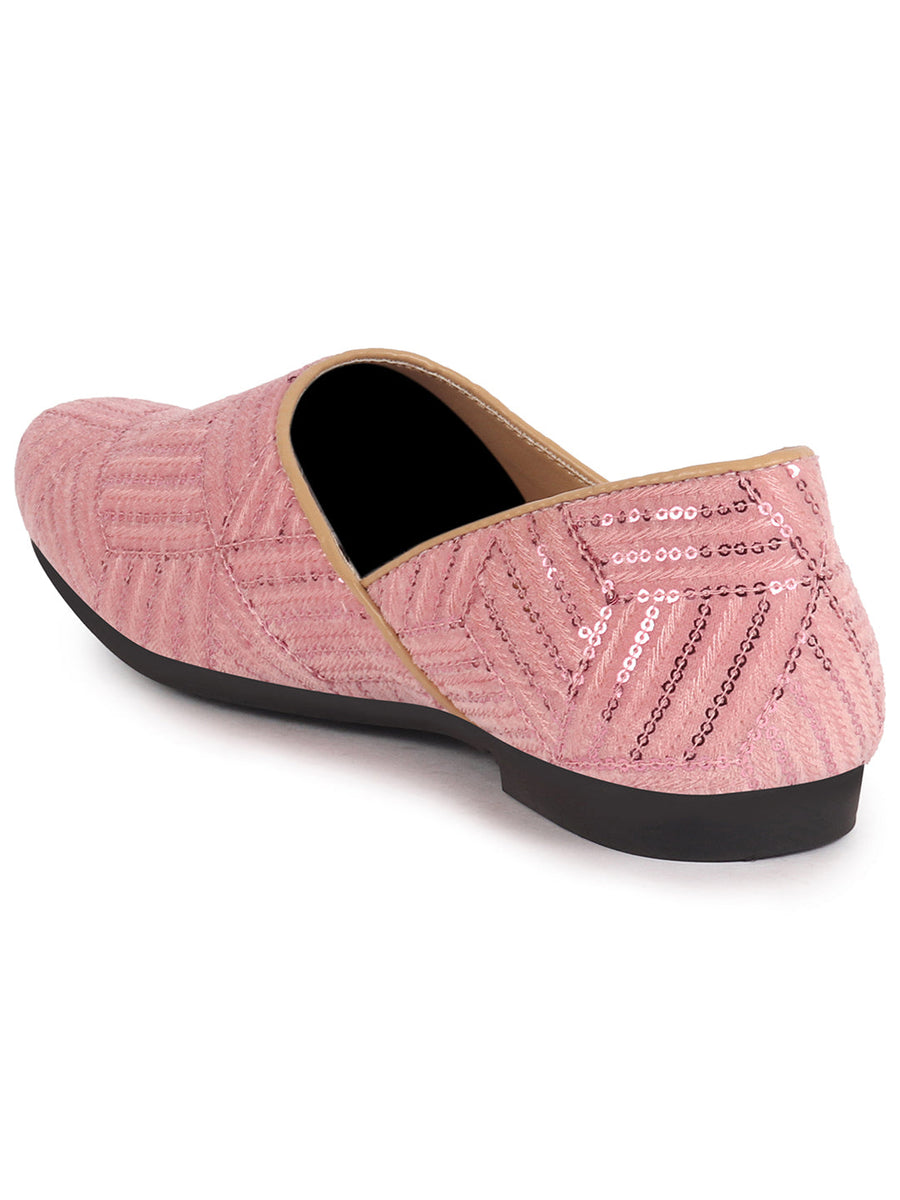 Cute Walk by Babyhug Slip On Mojaris with Floral Embroidery - Dark Pink main image 0