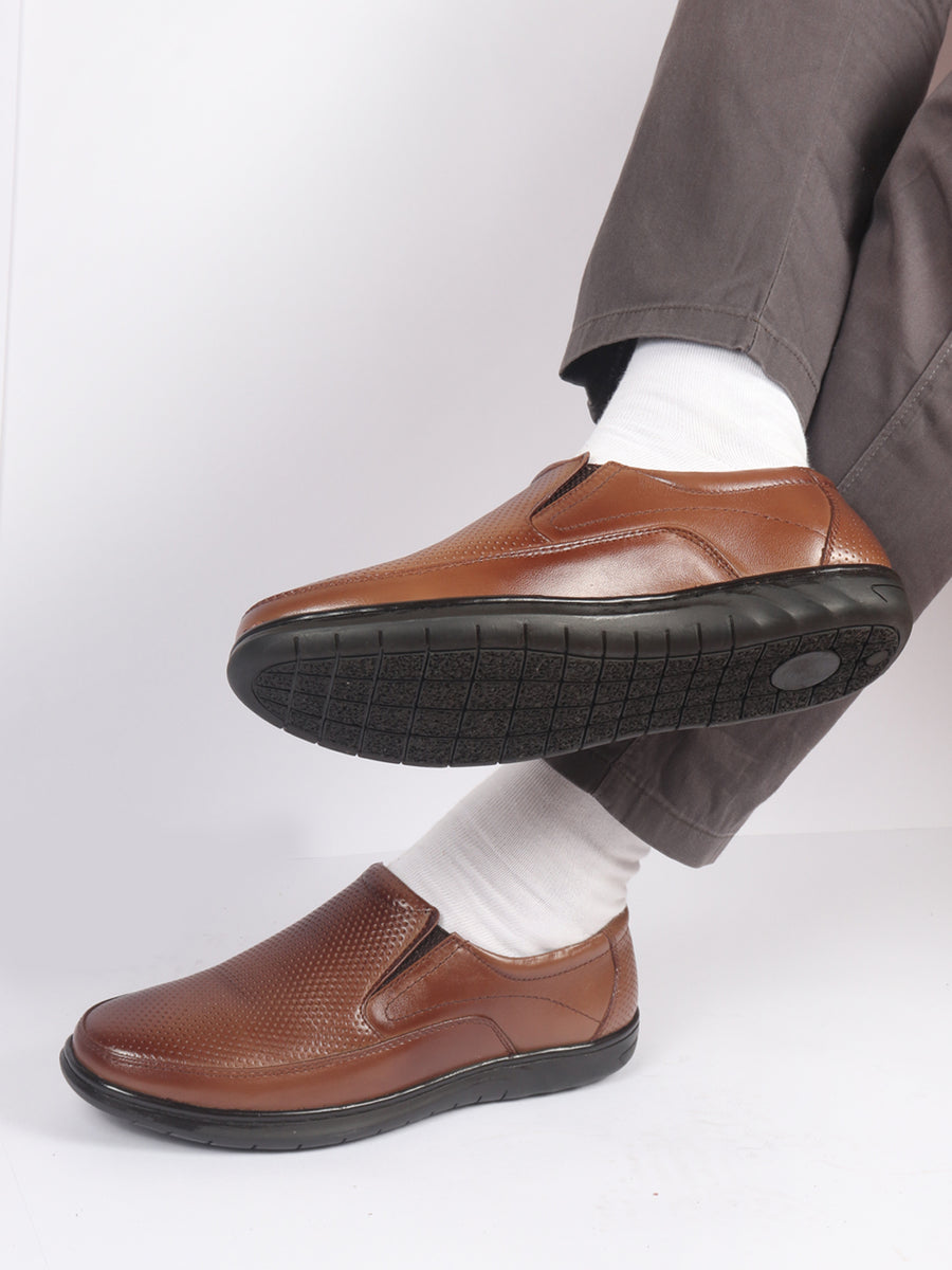 Formal Shoes All Leather Slip On Shoes Men Tan Genuine Leather