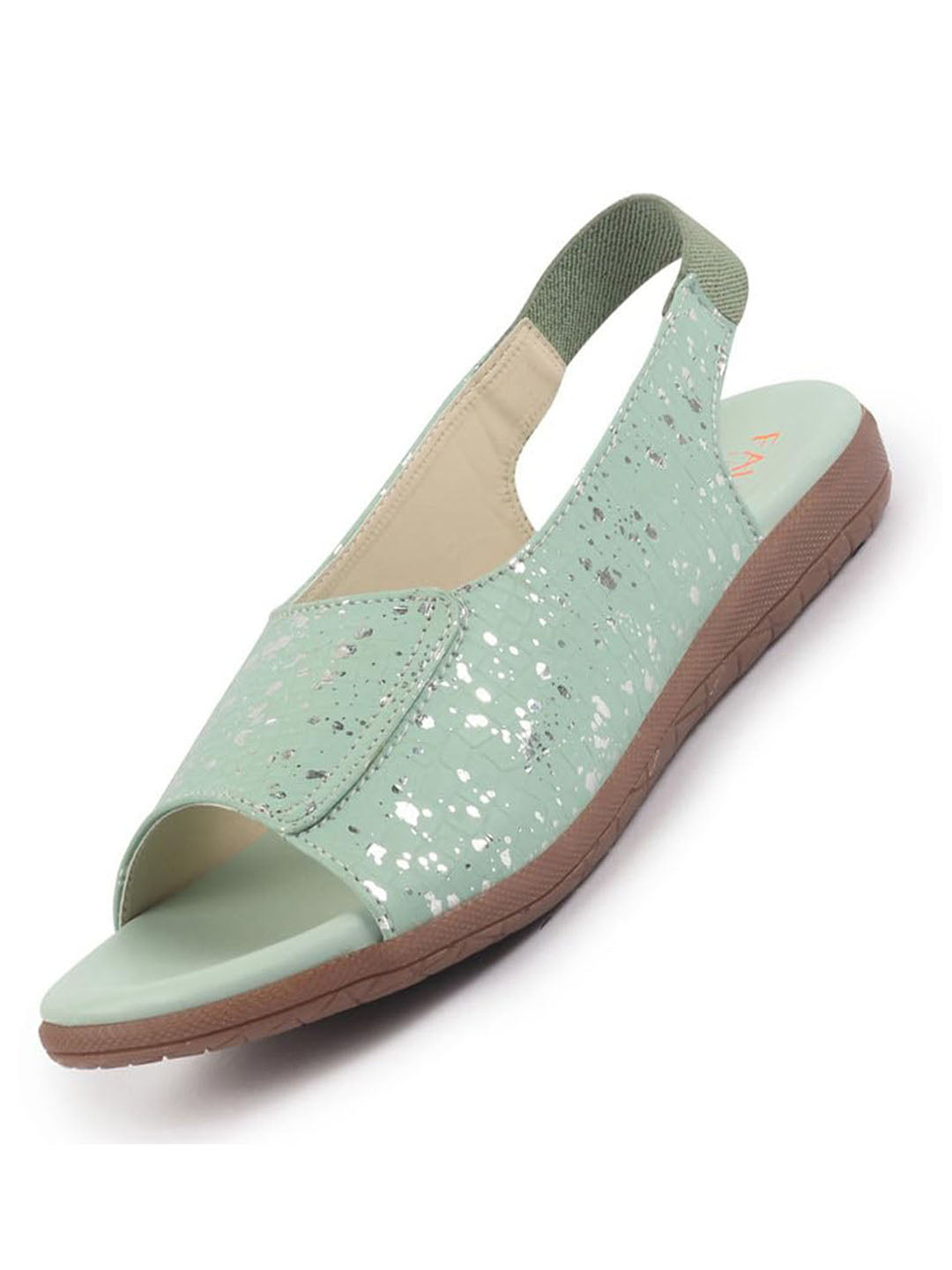 Shop Women's Pista Shiny Peep Toe Flat Sandal Online – FAUSTO.in