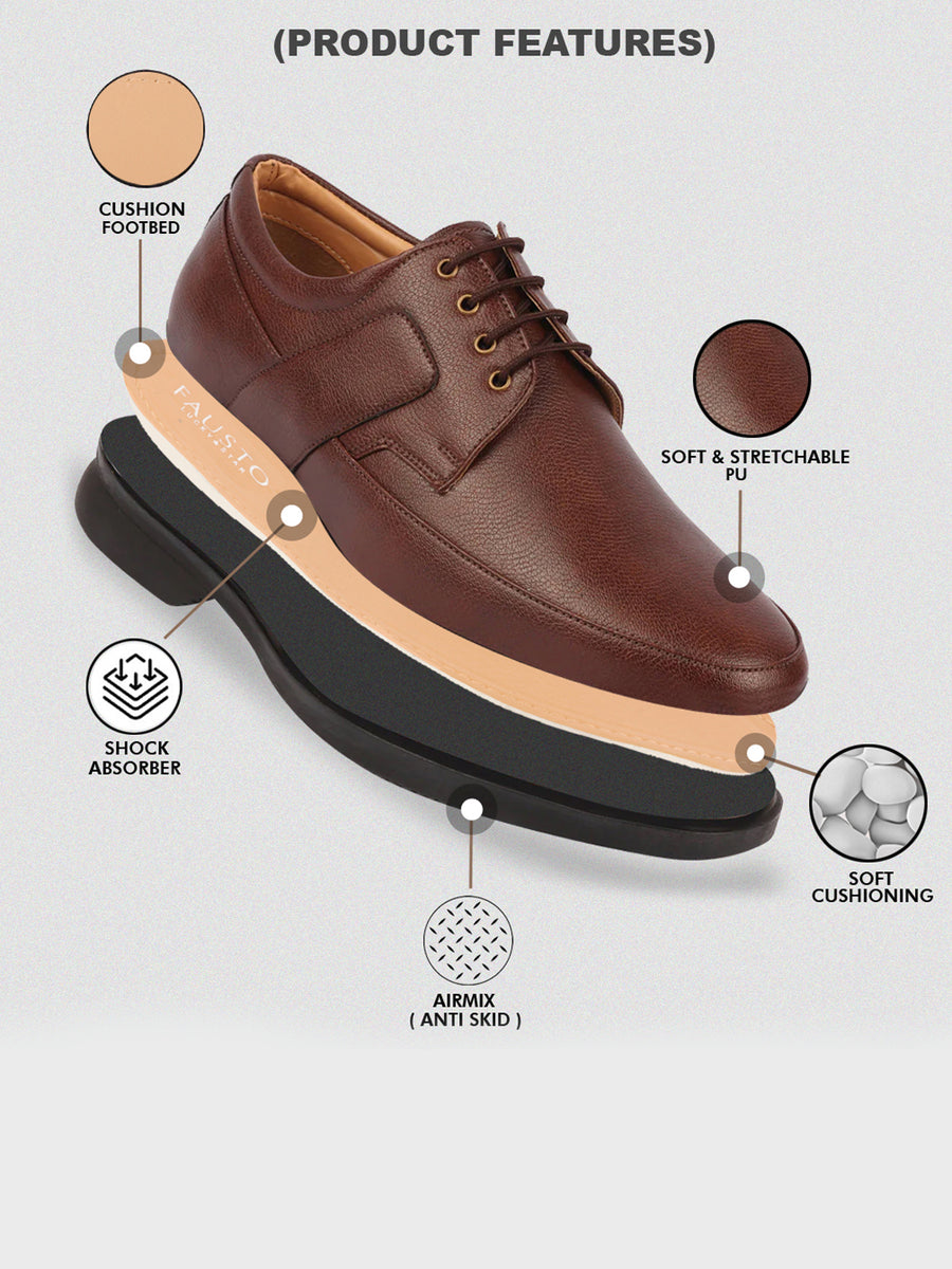 Shop Men Brown Formal Side Strip Design Lace Up Shoes Online