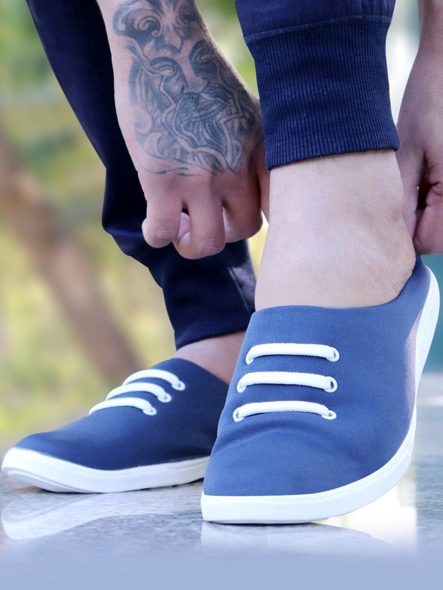 Navy slip on canvas outlet shoes