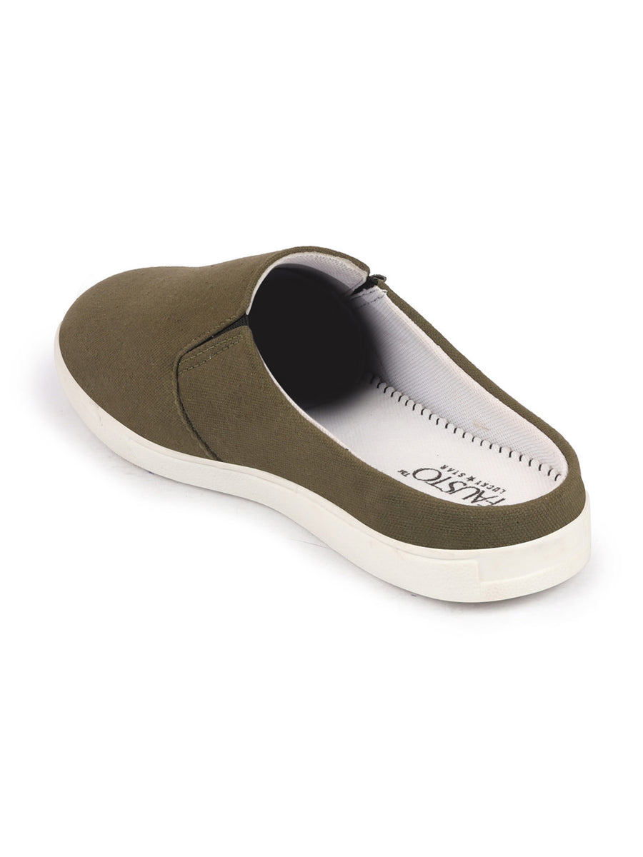 Olive green slip on shoes online