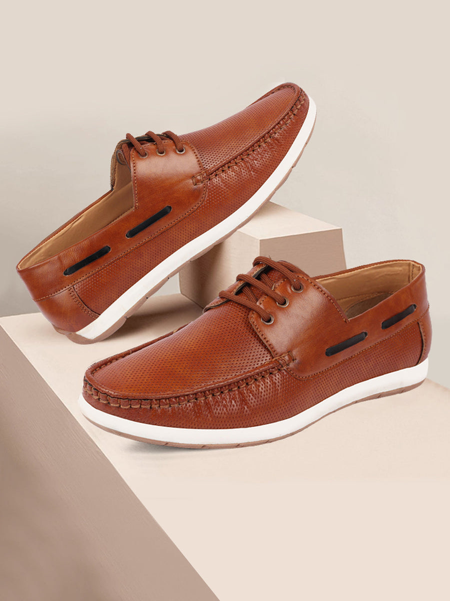 Best Non Slip Boat Shoes Men Tan Casual Lace-Up Boat Shoes
