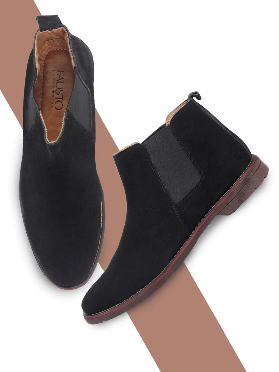 Mens black suede chelsea boots deals