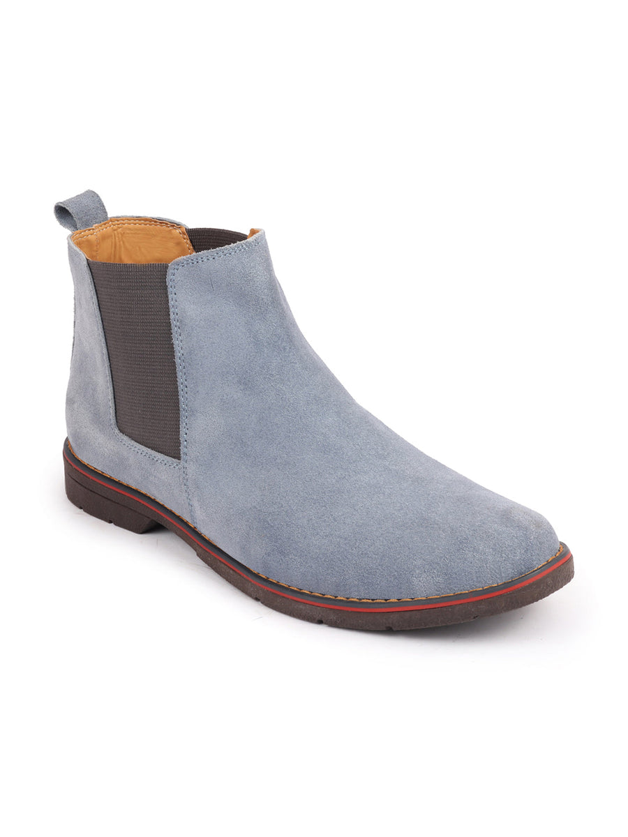 Mens blue suede chelsea boots top