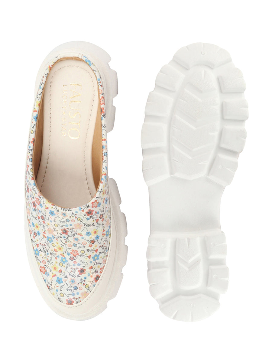 Buy Women White Stiched Back Open Shoes Online - Fausto