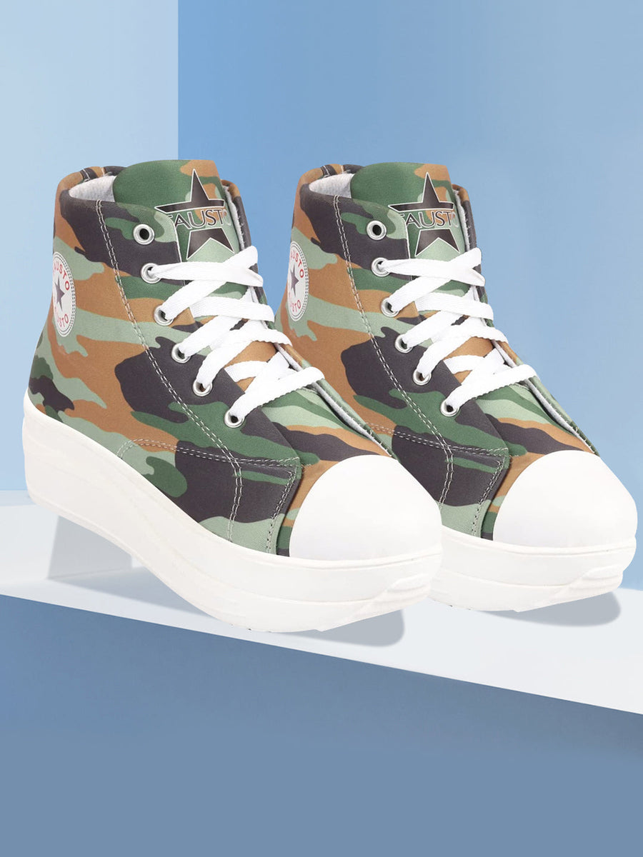 Womens camo high top sneakers discount