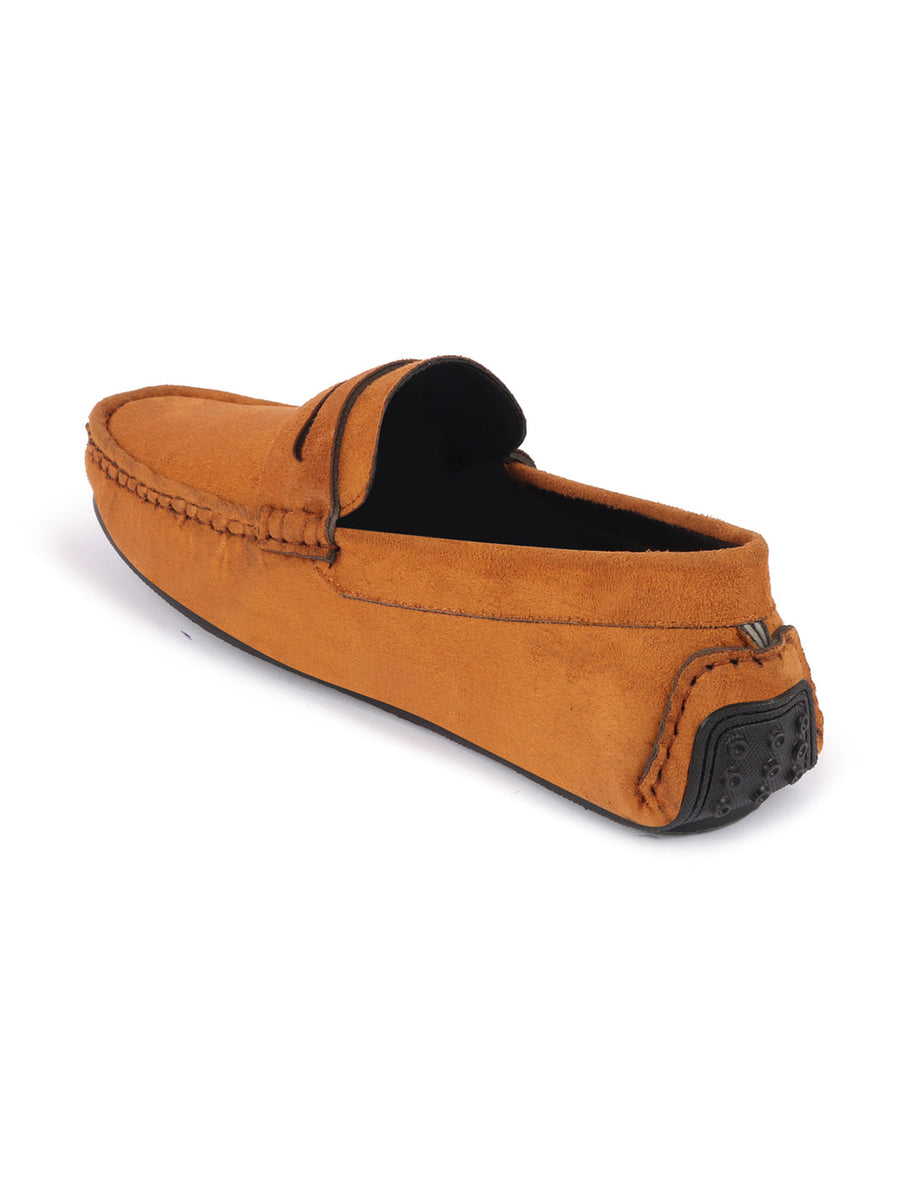 Buy Men Camel Suede Leather Side Stitched Loafer Moccasin