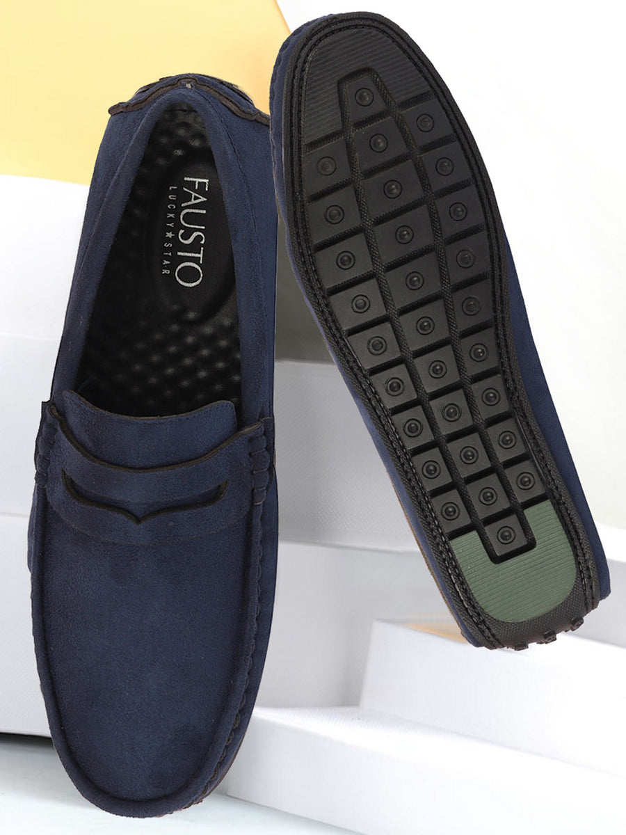 Mens blue suede driving shoes on sale