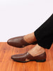Men Formal Brown Peshawari Front Open Leather Slip On Shoes
