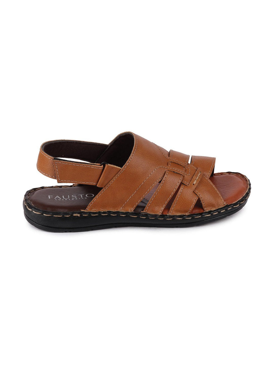 Buy Men Tan Casual Hook & Loop Sandals