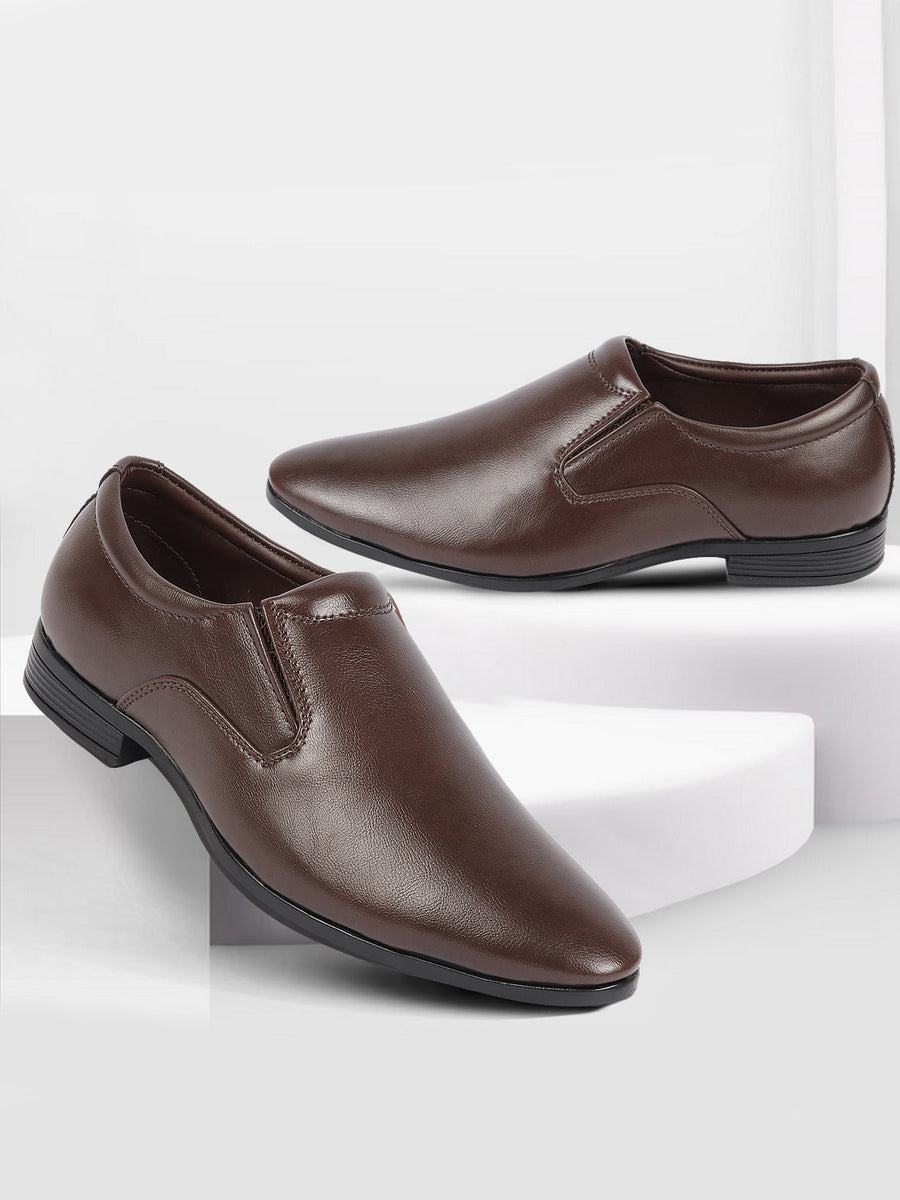 Brown Slip On Dress Shoes Men Brown Genuine Leather Slip On Shoes