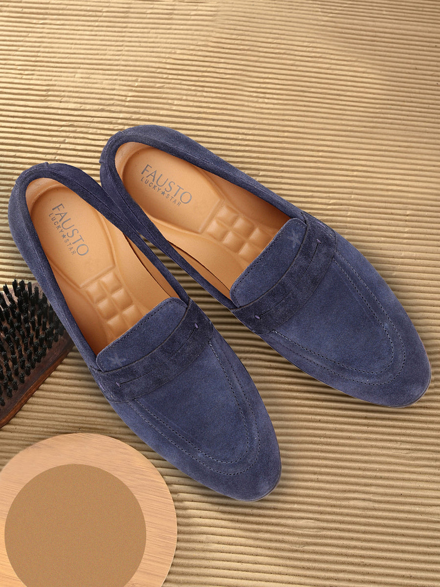 Navy suede moccasins new arrivals
