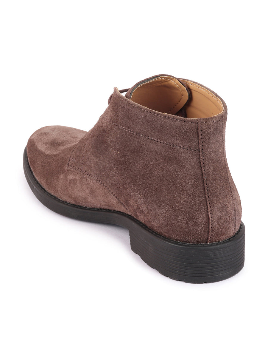Shop Men Brown Suede Leather High Ankle Lace Up Chukka Boots Online