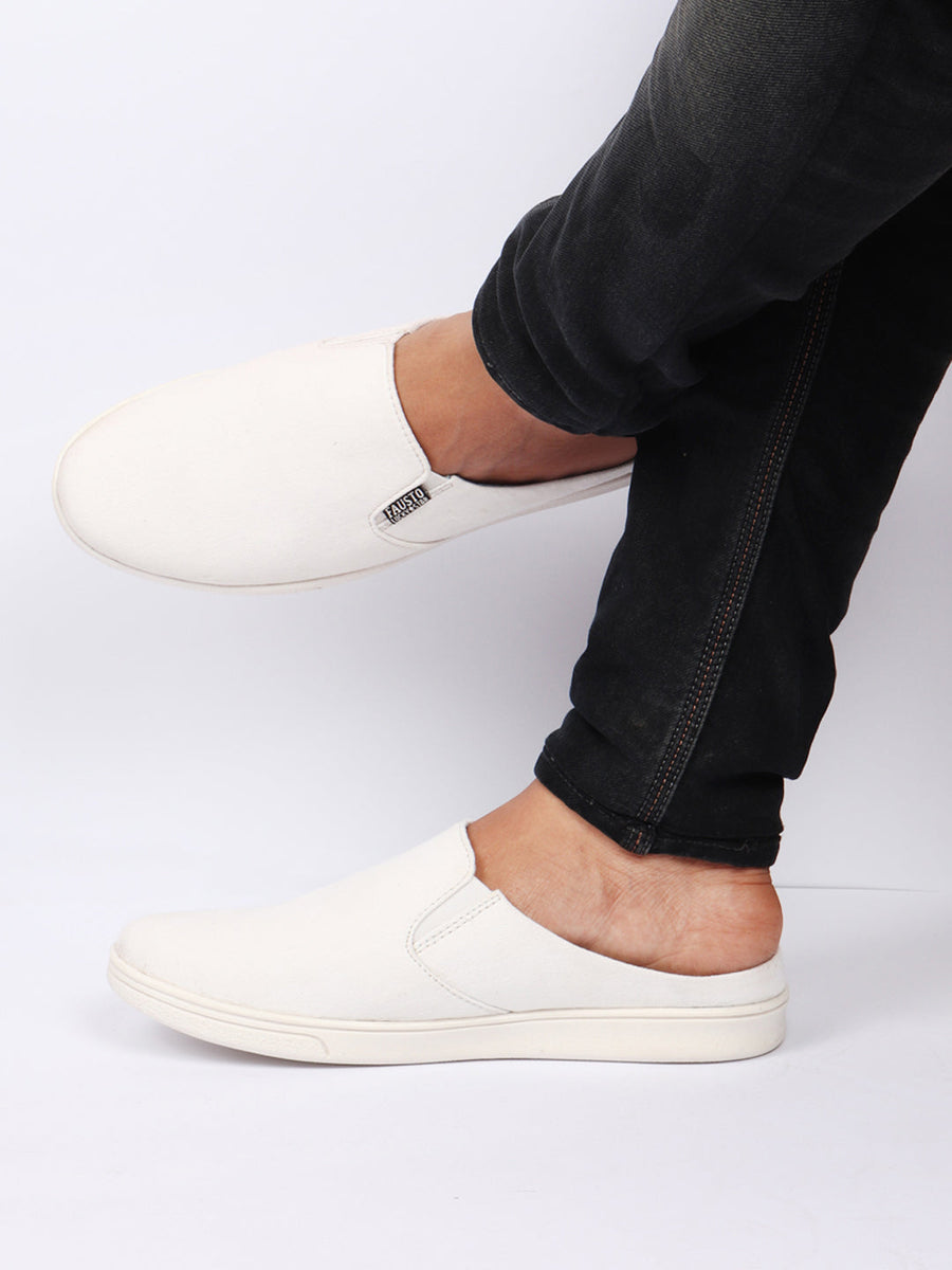 White canvas slip on shoes cheap