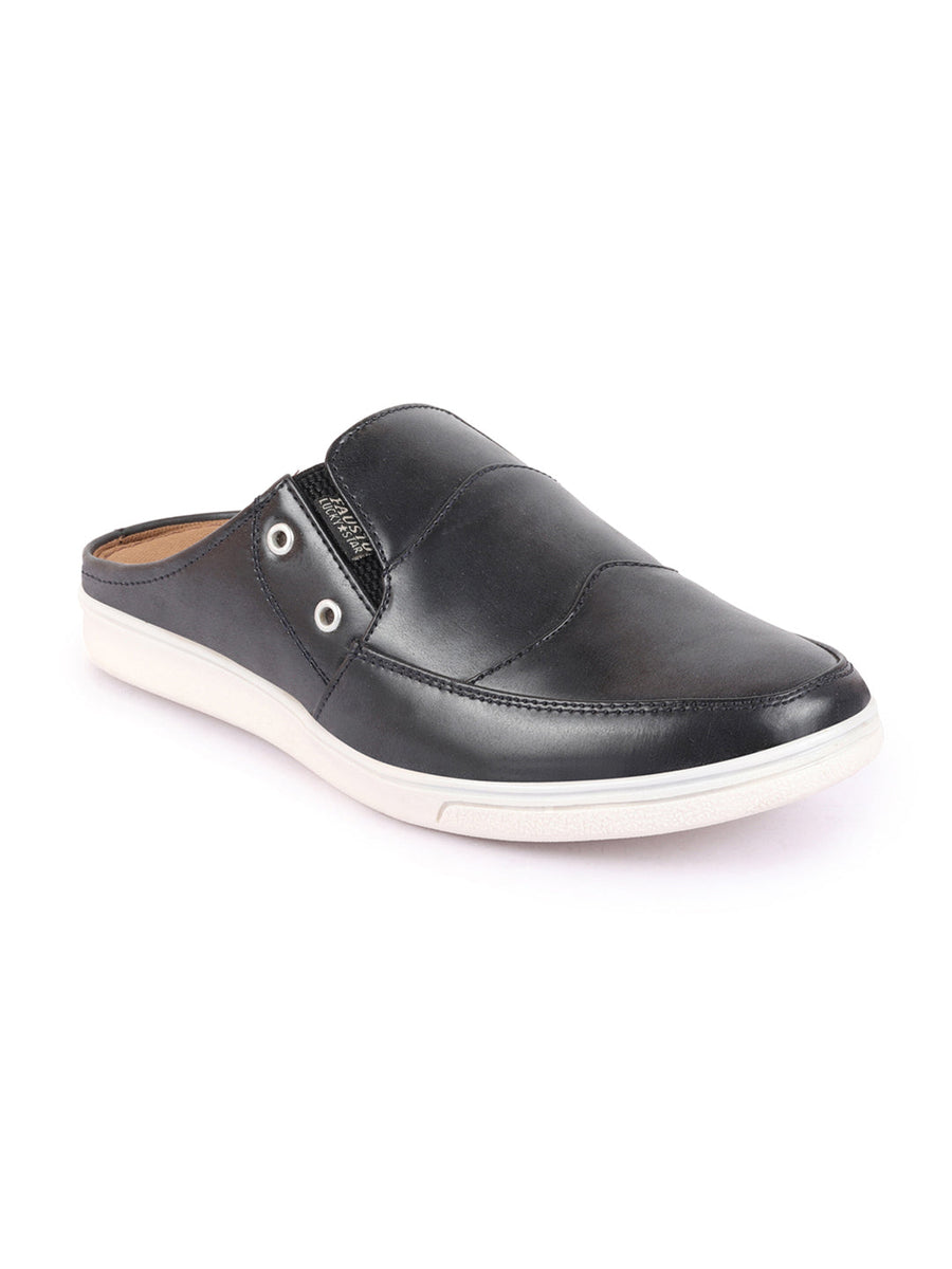 Mens leather on sale slide on shoes