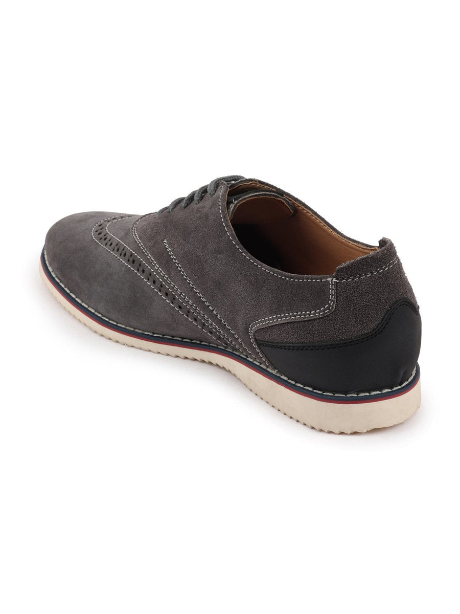 Shop Men Grey Suede Leather Oxford Casual Shoes Online