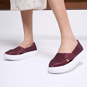 Women White Height Enhancer Lightweight Classic Breathable Slip On Sneaker Shoe|Memory Cushion Insole|Comfortable Anti Skid Sole