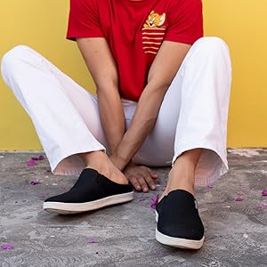 Men Grey Casual Back Open Canvas Stylish Slip On Shoes