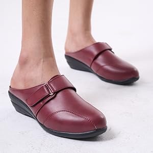 Women Cream Back Open Formal Slip On Flatform Heel Wedges with Hook and Loop|Adjustable Strap Shoes|Office Meetings