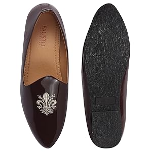 Men Black Patent Glossy Ethnic Embroidered Design Slip On Shiny Juttis & Mojaris For Party|Wedding|Festival