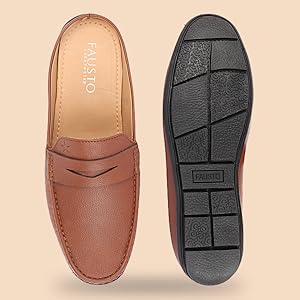 Men Black Slip On Back Open Stitched Mules Casual Shoes