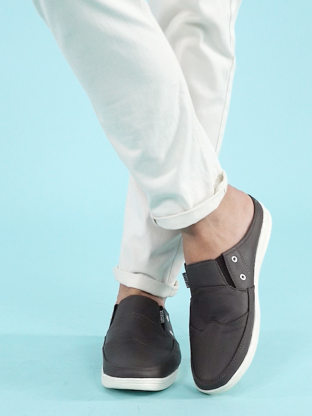Shop Men Black Casual Back Open Classic Slip On Shoes Online.