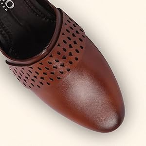 Men Brown Laser Cut Design Side Open Broad Feet Ethnic Party Slip On Shoes