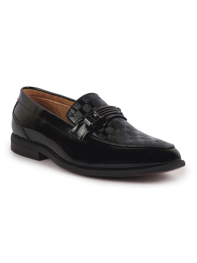 Men Black Casual Patent Leather Slip-On Loafers