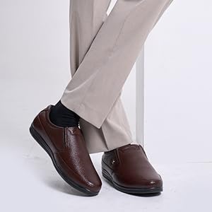 Men Black Formal Office Genuine Leather Slip On Shoes