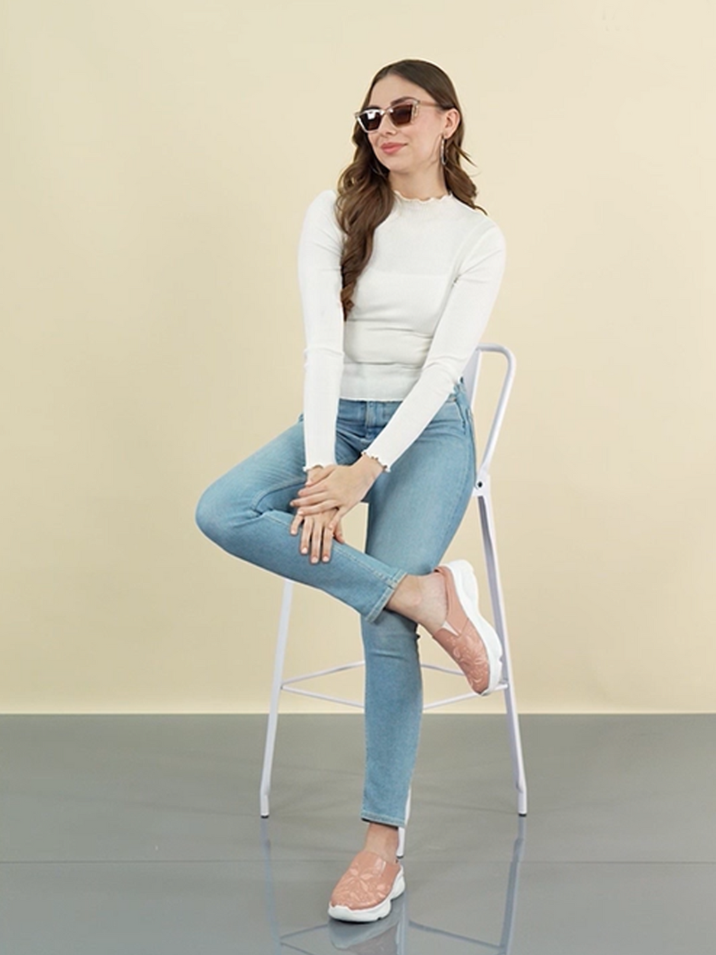 Shop Women Peach Leaf Print Embroidery Design Back Open Slip On Mules Shoes Online.