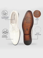 shop men white patent leather party formal textured strip lace up shoes online.