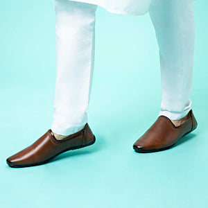 Men Brown Ethnic Slip-On Lightweight Jutis & Mojaris