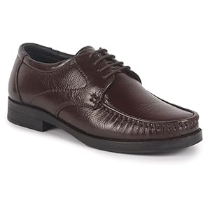 Men Brown Genuine Leather Formal Lace Up Moccasins Derby Shoes for Office|Memory Cushion Work Shoes Lace-Ups