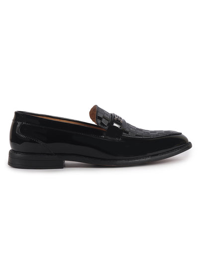 Men Black Casual Patent Leather Slip-On Loafers