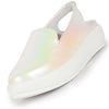 Women Glossy White Height Enhancer Elastic Closure Back Strap Platform Heel Slip On Shoes|Stylish|Chunky|Weekend|Classic Sneaker Shoes